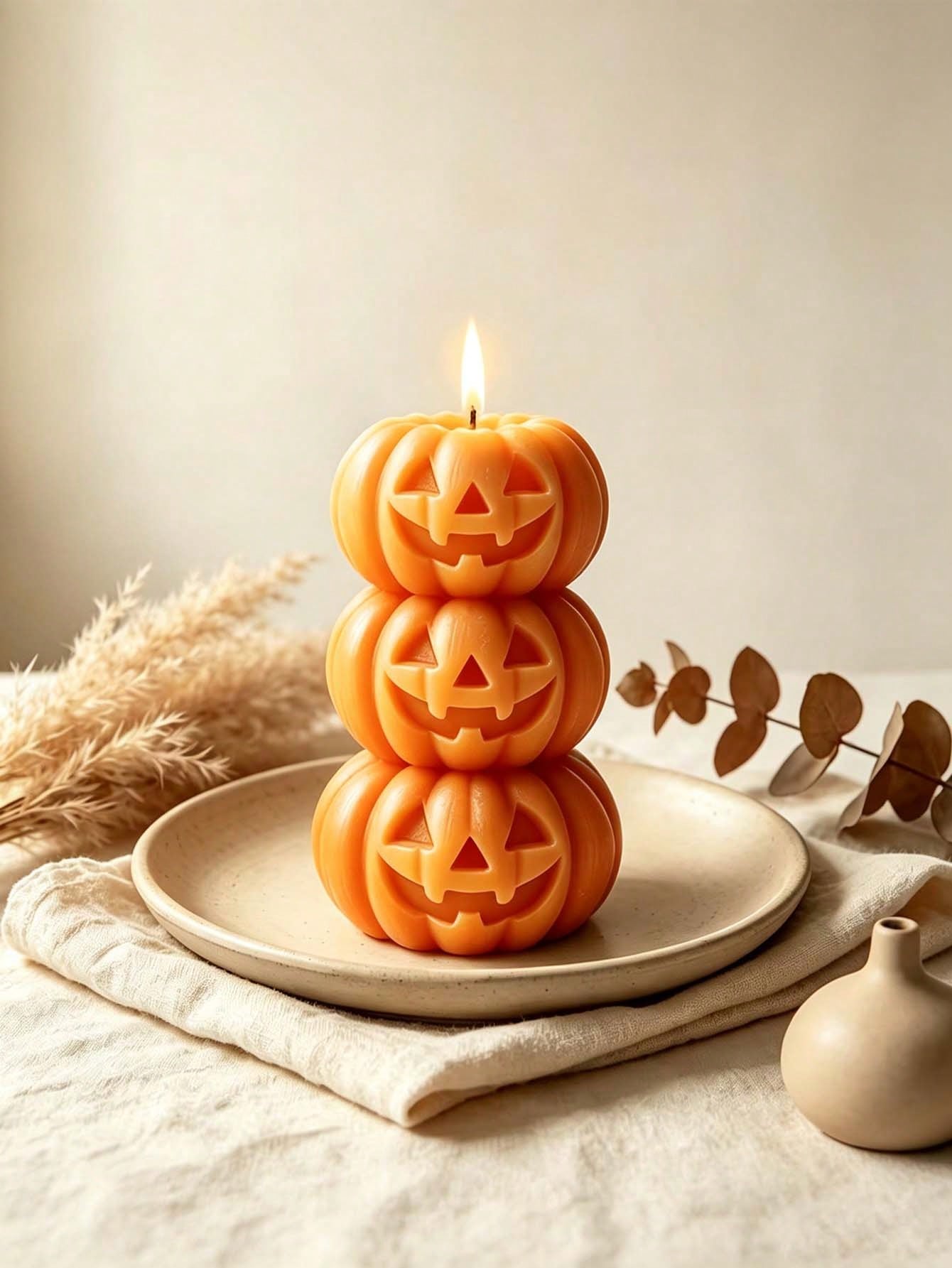 Home Fragrance Usa - ハロウィン用3層式パンプキン型キャンドル1個、パンプキンデザイン - 香り付き - 無煙、長持ちする香り、家の装飾に適しており、寝室の雰囲気作りやDIYギフトに最適です。 家の装飾、暖炉、リビングルームに適しています。sh260721174917036172797