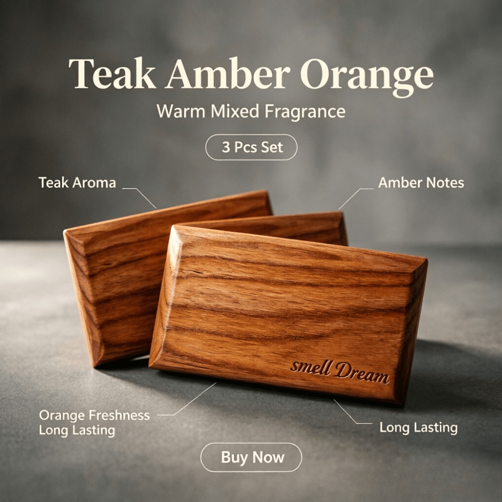 Home Fragrance Best - 車用芳香剤 チーク・アンバー・オレンジウッドの香り ブロック3個セット 長持ちする温かい香り 車内や家の装飾に